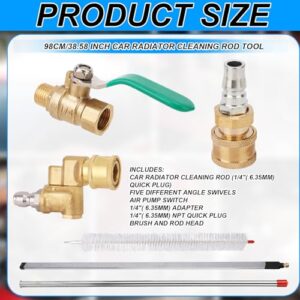 Radiator Cleaner Wand with Connectors Valve Switch Flush Brush Metal Pole Practical Pressure Washer Accessories for Car Truck Washing