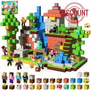 Magnetic Blocks with 4 Magnetic Figures - Magnets Building Blocks 160pcs