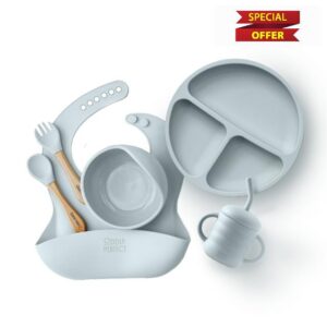 Silicone Baby Feeding Set – Suction Bowl & 3-Compartment Plate