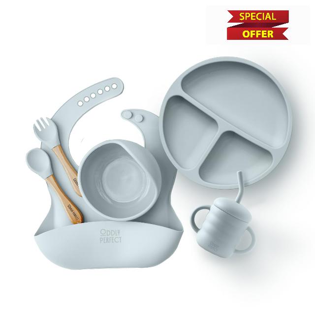 Silicone Baby Feeding Set – Suction Bowl & 3-Compartment Plate