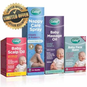 4 Pack Colief Baby Skin Care Essential Set | Newborn Bundle | Natural Nappy Care Spray