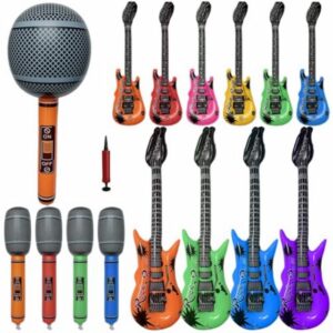 16-Piece Inflatable Guitars Microphones Set with a Small Pump