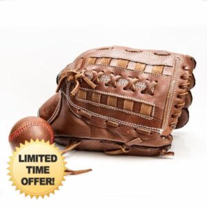 Vintage Full Cowhide Leather Baseball Glove and Ball Se