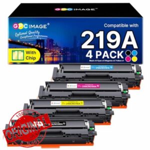 GPC Image 219A With Chip W2190A 3302FDW Toner Cartridges for HP219A 219X for Color LaserJet Pro MFP 3302FDW 3302SDW 3302FDN 3302FDNG 3302FDWG 3302SDWG 3202DW 3202DN Black Cyan Yellow Magenta 4-Pack