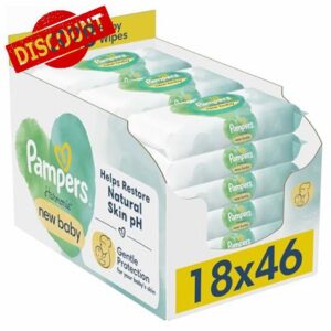 Pampers Harmonie New Baby Wipes Plastic Free 18 Packs of 46 Wipes = 828 Baby Wet Wipes