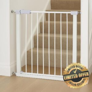 For Your Little One Pressure Fit Safety Stair Gate – No Screws Needed | One-Hand Opening | Secure Baby & Pet Gate for Stairs