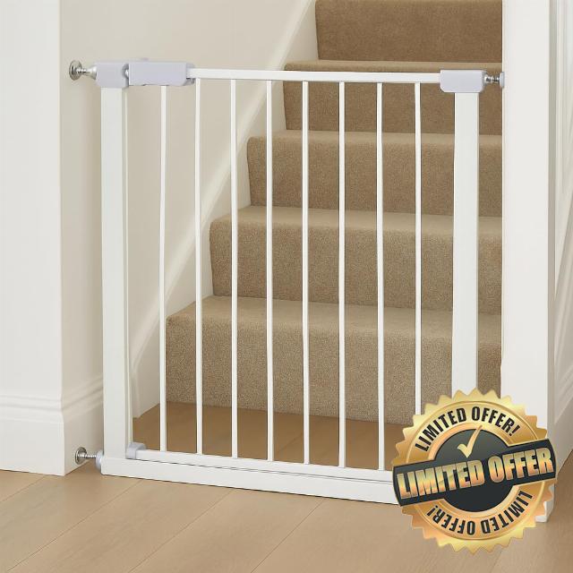 For Your Little One Pressure Fit Safety Stair Gate – No Screws Needed | One-Hand Opening | Secure Baby & Pet Gate for Stairs