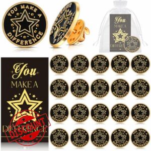 30 Sets Employee Appreciation Gifts Lapel Pin Badge Employee of the Month Recognition Pins with Cards and Organza Bags Thank You Gift for Coworkers Volunteer Teacher Nurse Staff