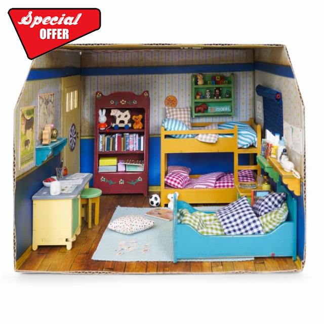 Mouse Mansion Kids' Bedroom Dollhouse Craft Kit - Build a Miniature Room with Bunk Bed & Desk - Easy DIY Children's Crafting Activity - Create Sam & Julia's World from Bestselling Books