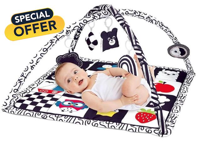 Zendstanding Soft Baby Gym Play Mat - Extra Comfortable Activity Gym High Contrast Black White Tummy Time Mat for Newborns & Infants 0-12 Months