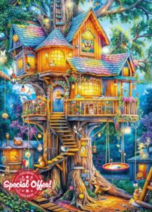 Puzzles 1000 Pieces for Adults jigsaw puzzles for adults-Fantasy Treehouse-1000 Piece Puzzle Classic Educational Games Beautiful Decoration Puzzle