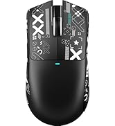 Same red wireless gaming mouse shown from different perspectives, highlighting its ergonomic shape and button placement.