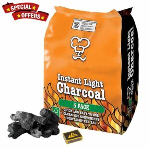 Instant Light Lumpwood Charcoal Bags 6x1kg – Easy to Use BBQ Coals