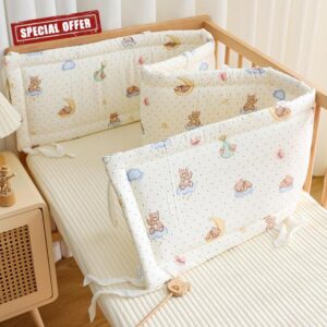 Breathable Cot Bumper and Toddler Bed Guard Set - Soft Padded Side Protectors for Baby Cot Bed