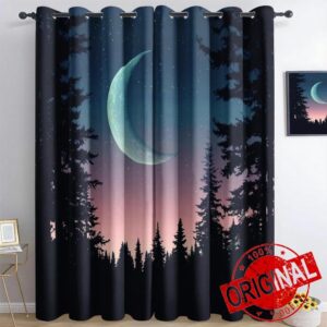 Forest Moon 3D Print Pattern Thermal Insulated Window Drapes For Kids Boys Girls Bedroom Living Room 46 X 54 Inch Drop 2 Panels Curtains Eyelet Blackou