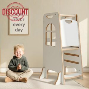 Montessori Learning Tower – Wooden Kitchen Helper with 3 Adjustable Heights