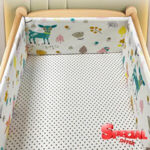 PTKG Cot Side Cushions Cot Rail Cover Breathable Crib Cot Liner Breathable Cot Liner Cot Liner Headboard Padded Side Protectors Protect Rail Cover Baby Bed Baby