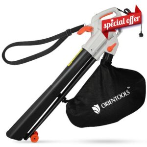 ORIENTOOLS Leaf Blower and Vacuum-3000w Garden Corded Leaves Collector Cleaner 10m Cable Outdoor Leaf Sucker Vacuum with 45L Collection Bag Electric Small Lightweight Air Blower Patios Gutter Driveway