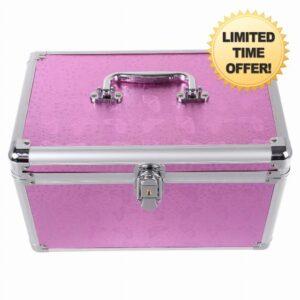 VICASKY Large Capacity Lockable Storage Box with Handle Portable Medicine Organizer Case for Home Office School Travel Pink Aluminum Alloy Privacy Safe