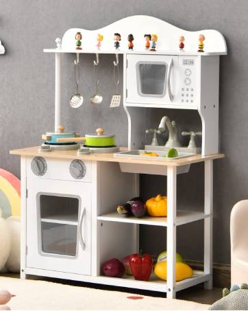 Maxmass 3-Storey Kids Dollhouse, Wooden Children Dolls House with Rich Furniture Accessories and ...