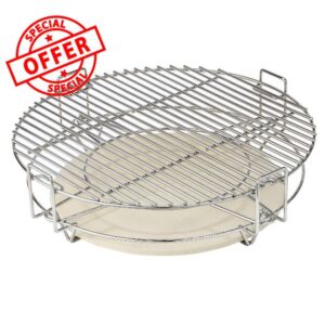 Divide & Conquer Cooking System Compatible with 18 Inch Kamado Grills – Multi-Level Rack for Smoking
