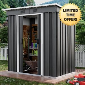 ELUCHANG Metal Garden Shed 6x4ft