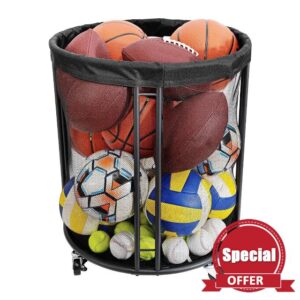 Ball Storage Bin - Outdoor Ball Storage | Balls Organizer For Soccer | Portable Container Box Organizer Basket Net Sports Equipment For Outdoor Garden Garage Sports Pool Deck Outside