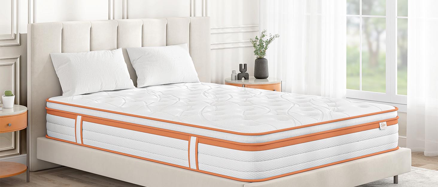 a mattress with a mattress cover on a bed