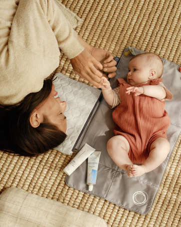 Text-only image listing Bugaboo brand products including strollers, car seats, travel cots, and high chairs. Invites customers to discover the Bugaboo store for more information and accessories.