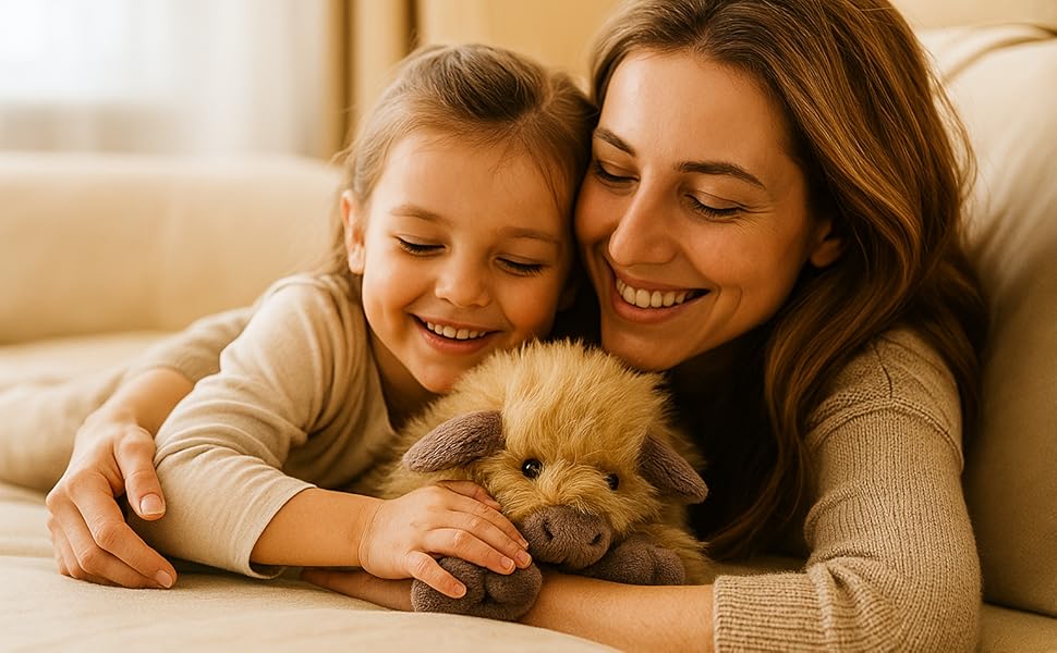 Close-up of golden brown plush fur texture with overlaid text about care instructions partially visible in the image.
