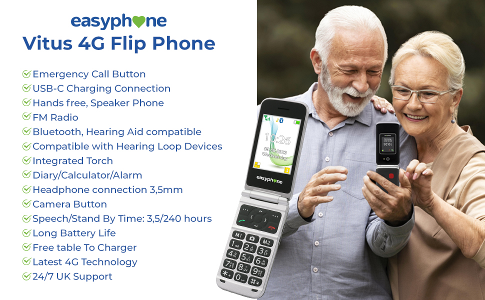 Text reads '240 AMAZING STANDBY HOURS' and 'Easy quick charging with our table top charger'. Digital device charging interface displays with battery indicators shown.