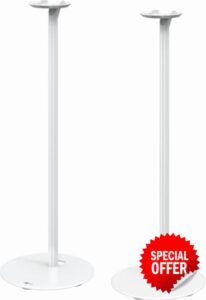 goobay 78752 Speaker Stand for Sonos Era 100 / Speaker Mount 3k Load Capacity / Speaker Stand with Cable Management / 71 cm High/White
