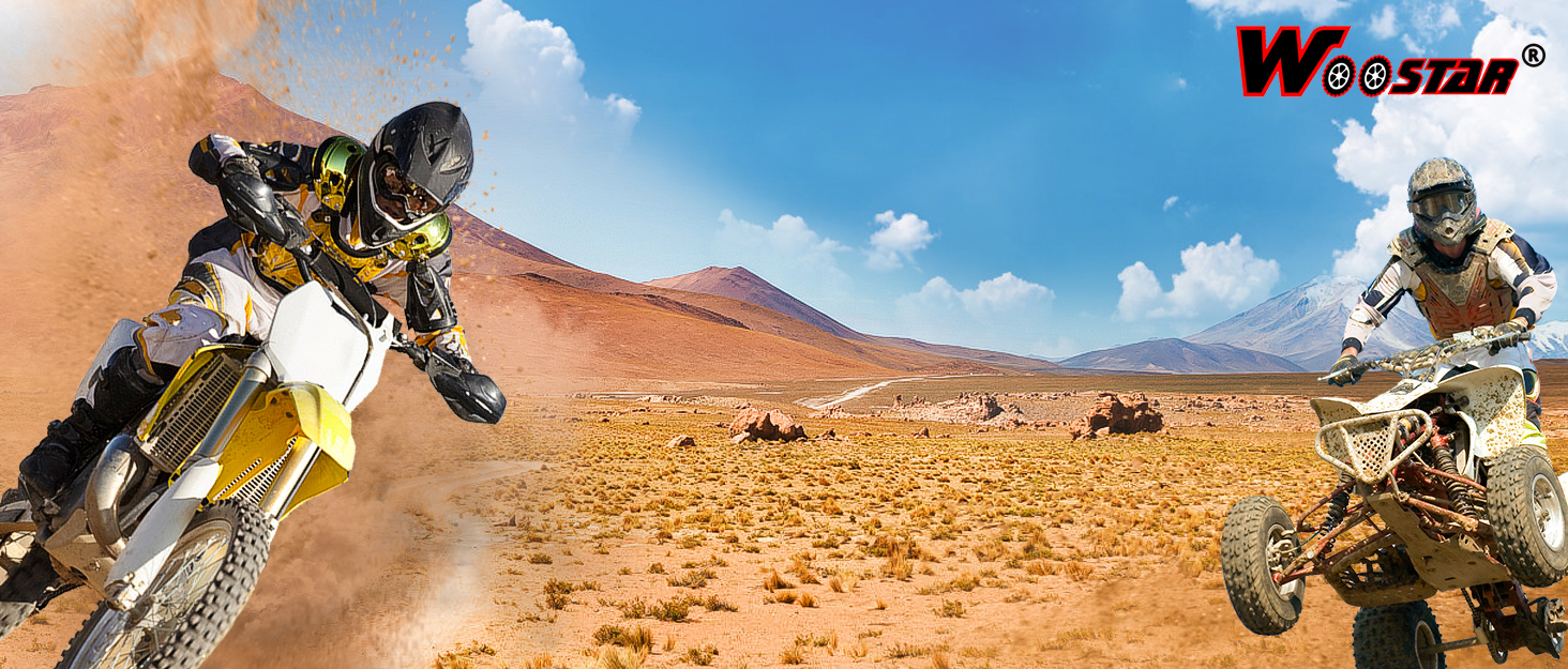 a person riding a dirt bike in the desert.