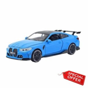 1/32 Fit for BMW M4 Coupe Alloy Die-cast Metal Model Sound and Light Pull Back Toy Collectible Ornament not include batteries(Blue)