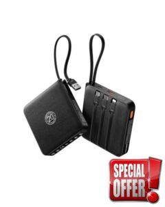 20000mAh Compact Power Bank with 4 Built-in Cables