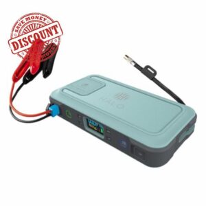 Halo Bolt Ultimate Jump Starter & Power Pack – 1500A | UK 3-Pin AC Outlet | 130 PSI Digital Air Compressor | USB-C & USB-A Charging | Spark-Proof Cables | Emergency Floodlight (Mint)