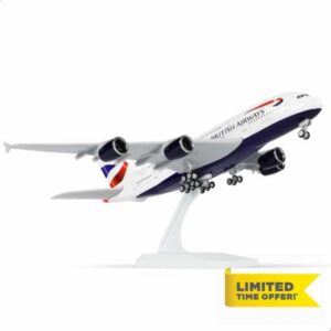 1/240 A380 Model Plane for British Airways for Airbus A380 Model Plane with Stand (12 Inch Length) Prefabricated Model Kit for Adults - Creative Gifts from Aerial Traffic