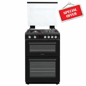 Teknix TKGD60B 60cm Gas Cooker with Lid – Freestanding Double Oven & Grill