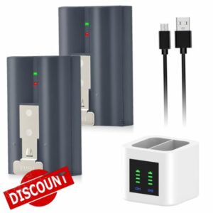 2Pcs 6040mAh V4 Battery and Charger for Ring-Video Doorbell Camera 2/3/3 plus/4