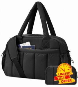 oscaurt Gym Bag 24L Travel Duffle with Toiletry Pouch Puffer Handbags for Women Carry On Holdall Bag for Work Flight Weekend Hospital