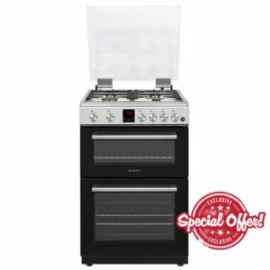 Teknix TKGD60X 60cm Gas Cooker with Lid – Freestanding Double Oven & Grill