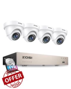 ZOSI 8 Channel 1080P CCTV Camera System with AI Human Vehicle Detection