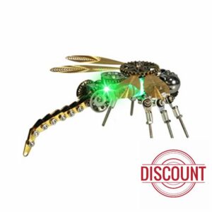 LED Color-Changing Steampunk Dragonfly 3D Metal Model