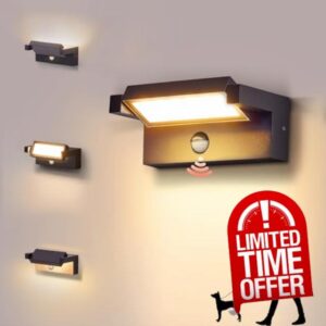 Outside Lights with Motion Sensor Black - Adjustable PIR Outdoor Wall Light Mains Powered