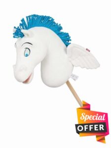 LeMieux Disney Hobby Horse Pegasus - Ready to Take Flight with Hercules - Bright Blue Mane and 3D Plush Wings - Detachable Stick - Suitable for Ages 3+