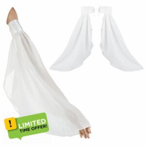 1 Pair Women's Long Tulle Opera Gloves Victorian Chiffon Sleeves Arm Cover Glove Gothic White Polyester Chiffon Detachable Sleeves Garment Costume Accessories for Wedding Dress Party