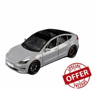 1:24 Fit for Tesla for Model 3 Alloy Die-cast Metal Toy Car Simulation Sound and Light Collection not include batteries Miniature Model Toys Art Collection(Gray)