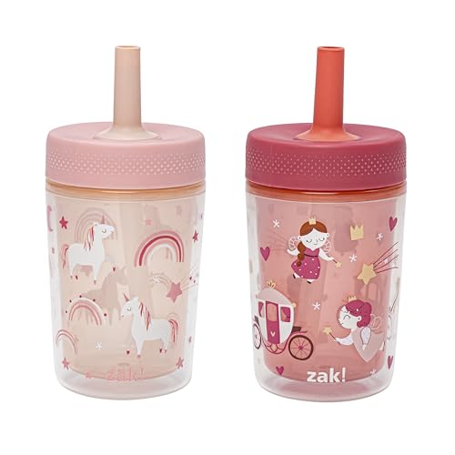 9oz 2-Pack Double Wall Plastic Sippy Cups with Leak-Proof Design is Perfect for Kids (Fairy Tales