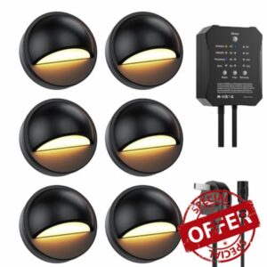 Low Voltage Warm White Deck Lights with Transformer Photocell Sensor Dimmable and Timer IP67 Waterproof Fence Lights for Outdoor Yard