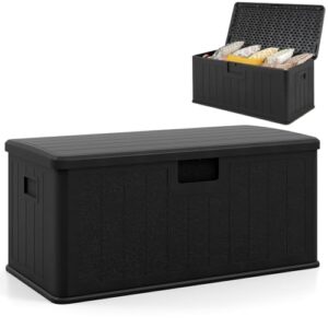 Waterproof Resin Deck Box Bench with Lockable Lid & Side Handles